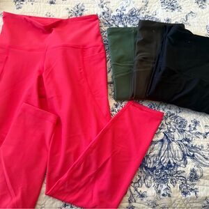 Old Navy Women's High-Waisted Leggings - Vibrant Pink, Deep Green, Classic Black
